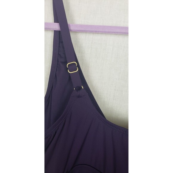 Lands‎ End Womens One Piece Swimsuit Ruched XXL Knot Front Dark Purple UPF50 - Picture 5 of 7